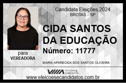 Candidato CIDA SANTOS DA EDUCAÇÃO 2024 - BROTAS - Eleições