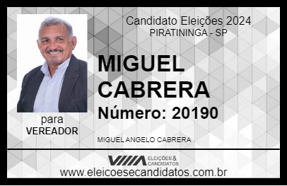 Candidato MIGUEL CABRERA 2024 - PIRATININGA - Eleições