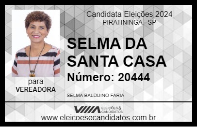 Candidato SELMA DA SANTA CASA 2024 - PIRATININGA - Eleições