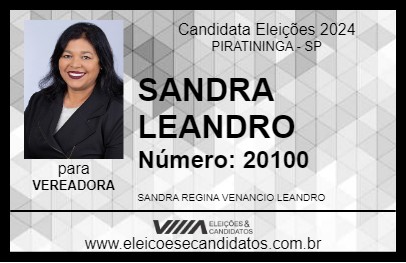 Candidato SANDRA LEANDRO 2024 - PIRATININGA - Eleições