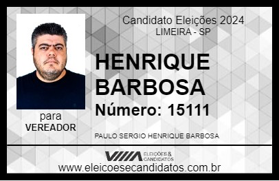 Candidato HENRIQUE BARBOSA 2024 - LIMEIRA - Eleições