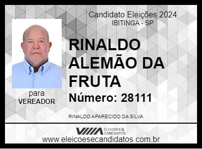 Candidato RINALDO ALEMÃO DA FRUTA 2024 - IBITINGA - Eleições