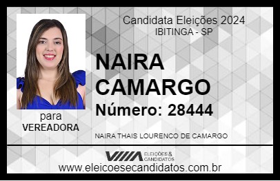 Candidato NAIRA CAMARGO 2024 - IBITINGA - Eleições