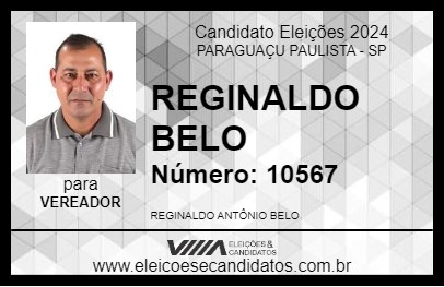 Candidato REGINALDO BELO 2024 - PARAGUAÇU PAULISTA - Eleições