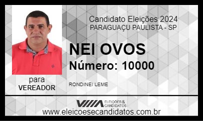 Candidato NEI OVOS 2024 - PARAGUAÇU PAULISTA - Eleições