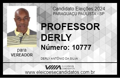 Candidato PROFESSOR DERLY 2024 - PARAGUAÇU PAULISTA - Eleições