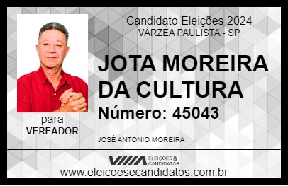 Candidato JOTA MOREIRA DA CULTURA 2024 - VÁRZEA PAULISTA - Eleições