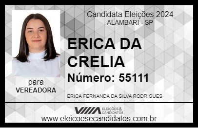 Candidato ERICA DA CRELIA 2024 - ALAMBARI - Eleições