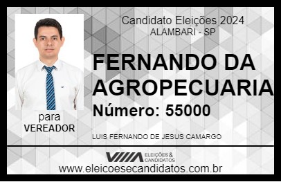 Candidato FERNANDO DA AGROPECUARIA 2024 - ALAMBARI - Eleições