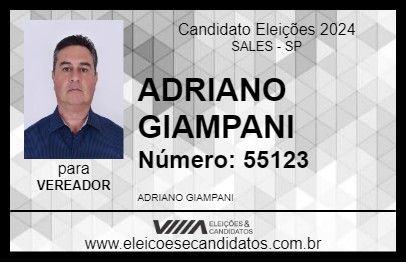 Candidato ADRIANO GIAMPANI 2024 - SALES - Eleições