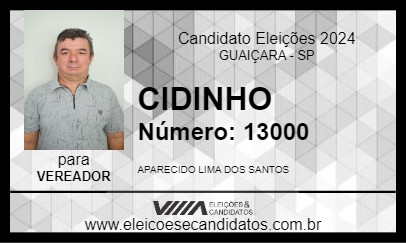 Candidato CIDINHO 2024 - GUAIÇARA - Eleições