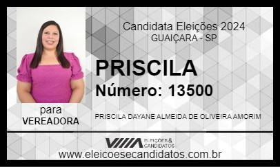 Candidato PRISCILA 2024 - GUAIÇARA - Eleições