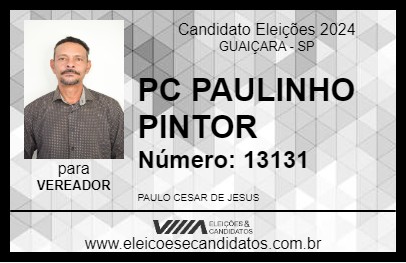 Candidato PC PAULINHO PINTOR 2024 - GUAIÇARA - Eleições