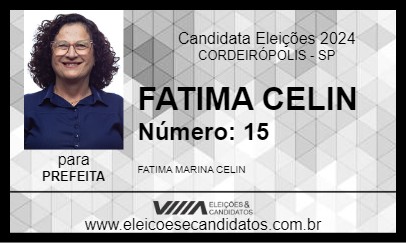 Candidato FATIMA CELIN 2024 - CORDEIRÓPOLIS - Eleições