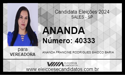 Candidato ANANDA 2024 - SALES - Eleições