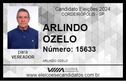 Candidato ARLINDO OZELO 2024 - CORDEIRÓPOLIS - Eleições