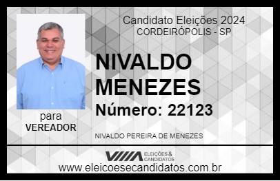 Candidato NIVALDO MENEZES 2024 - CORDEIRÓPOLIS - Eleições