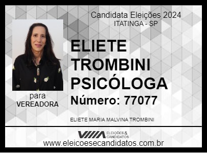 Candidato ELIETE TROMBINI PSICÓLOGA 2024 - ITATINGA - Eleições