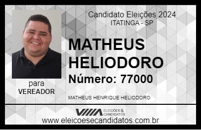 Candidato MATHEUS HELIODORO 2024 - ITATINGA - Eleições