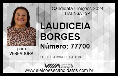 Candidato LAUDICEIA BORGES 2024 - ITATINGA - Eleições