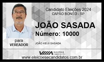 Candidato JOÃO SASADA 2024 - CAPÃO BONITO - Eleições