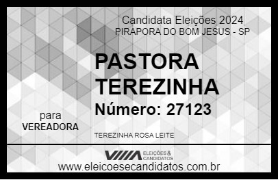 Candidato PASTORA TEREZINHA 2024 - PIRAPORA DO BOM JESUS - Eleições