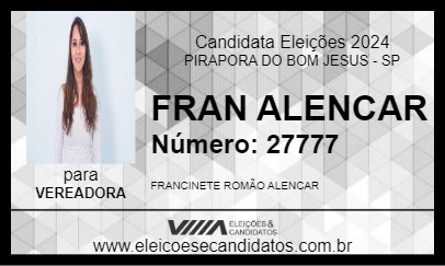 Candidato FRAN ALENCAR 2024 - PIRAPORA DO BOM JESUS - Eleições