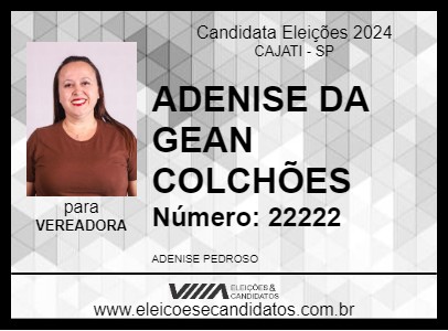 Candidato ADENISE DA GEAN COLCHÕES 2024 - CAJATI - Eleições