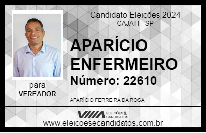 Candidato APARÍCIO ENFERMEIRO 2024 - CAJATI - Eleições