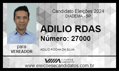 Candidato ADILIO RDAS 2024 - DIADEMA - Eleições