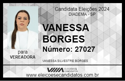 Candidato VANESSA BORGES 2024 - DIADEMA - Eleições