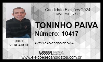 Candidato TONINHO PAIVA 2024 - RIVERSUL - Eleições