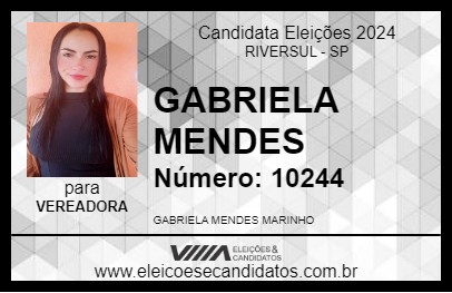 Candidato GABRIELA MENDES 2024 - RIVERSUL - Eleições