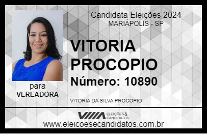 Candidato VITORIA PROCOPIO 2024 - MARIÁPOLIS - Eleições