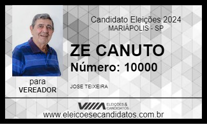 Candidato ZE CANUTO 2024 - MARIÁPOLIS - Eleições