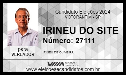 Candidato IRINEU DO SITE 2024 - VOTORANTIM - Eleições