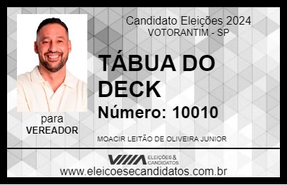 Candidato TÁBUA DO DECK 2024 - VOTORANTIM - Eleições