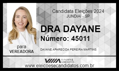 Candidato DRA DAYANE 2024 - JUNDIAÍ - Eleições