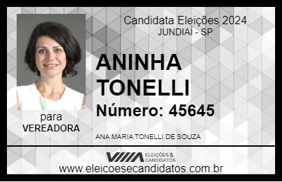 Candidato ANINHA TONELLI 2024 - JUNDIAÍ - Eleições