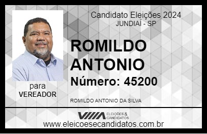 Candidato ROMILDO ANTONIO 2024 - JUNDIAÍ - Eleições