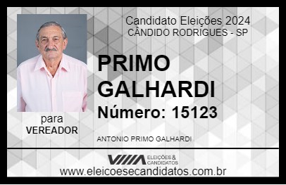 Candidato PRIMO GALHARDI 2024 - CÂNDIDO RODRIGUES - Eleições