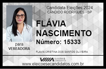 Candidato FLÁVIA NASCIMENTO 2024 - CÂNDIDO RODRIGUES - Eleições