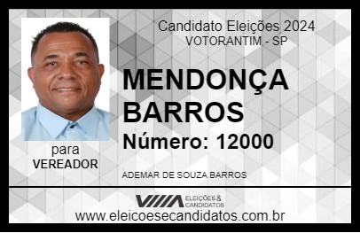 Candidato MENDONÇA BARROS 2024 - VOTORANTIM - Eleições