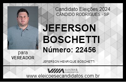 Candidato JEFERSON BOSCHETTI 2024 - CÂNDIDO RODRIGUES - Eleições