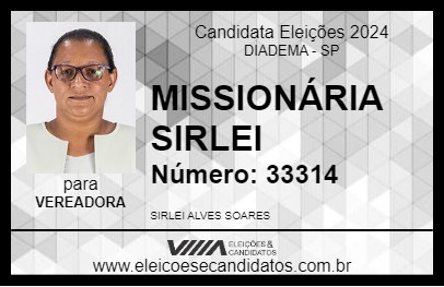 Candidato MISSIONÁRIA SIRLEI 2024 - DIADEMA - Eleições