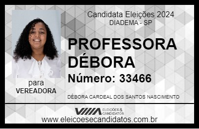 Candidato PROFESSORA DÉBORA 2024 - DIADEMA - Eleições