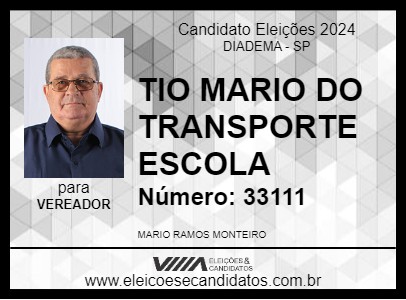 Candidato TIO MARIO DO TRANSPORTE ESCOLA 2024 - DIADEMA - Eleições