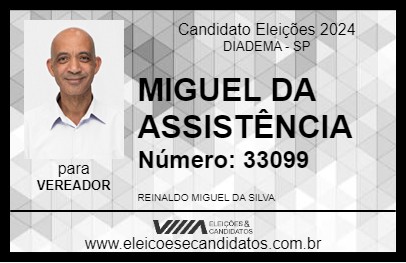 Candidato MIGUEL DA ASSISTÊNCIA 2024 - DIADEMA - Eleições