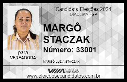 Candidato MARGÔ STACZAK 2024 - DIADEMA - Eleições