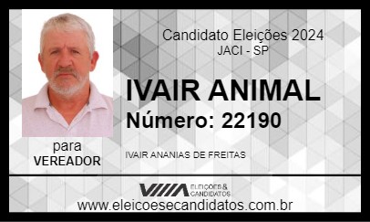 Candidato IVAIR ANIMAL 2024 - JACI - Eleições